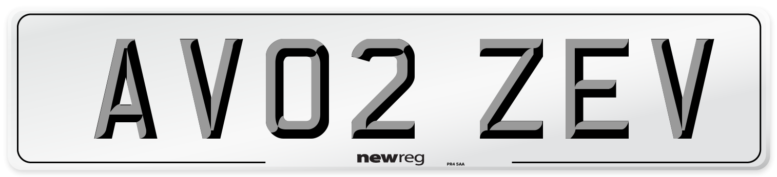AV02 ZEV Number Plate from New Reg
